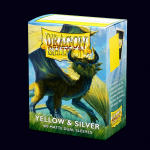 dragon shield yellow & silver 100 matte dual sleeves